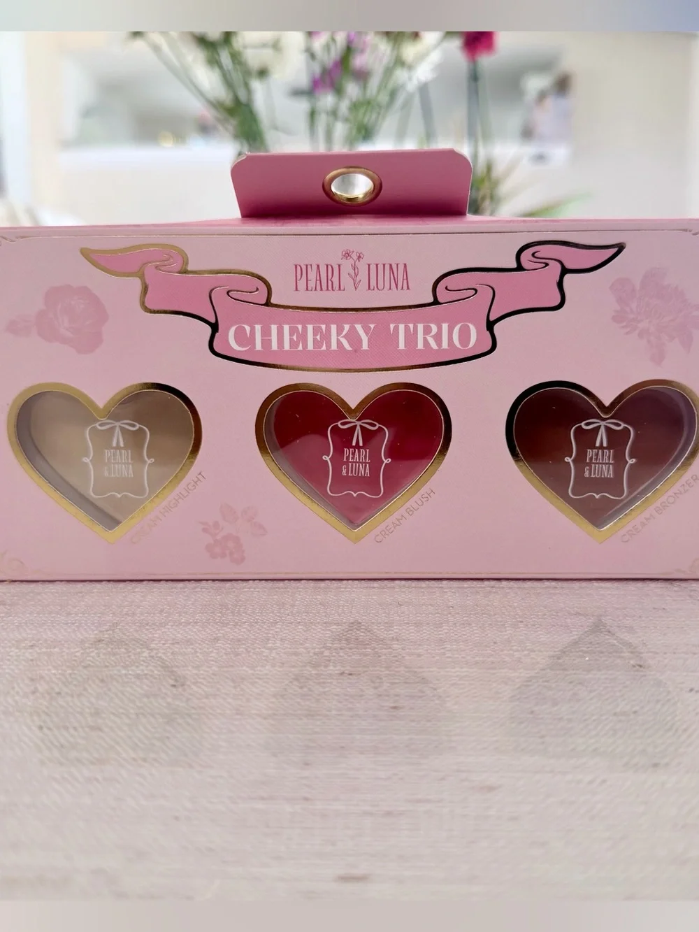 Pearl & Luna Cheeky Trio Blush Set- Cream highlight, blush and bronzer